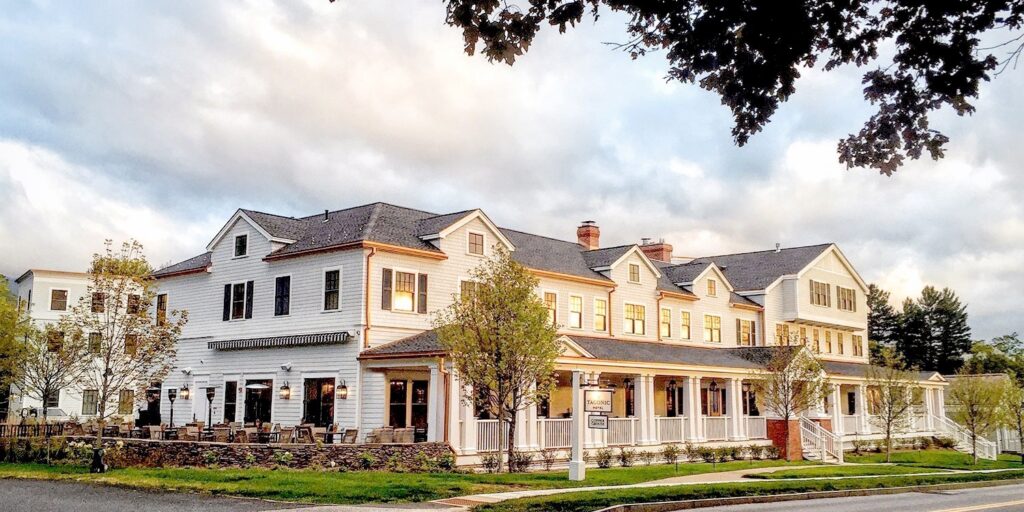 Boutique charm and cozy elegance at Kimpton Taconic Hotel in Manchester, Vermont—perfect for couples’ Fall & Winter New England Getaways.